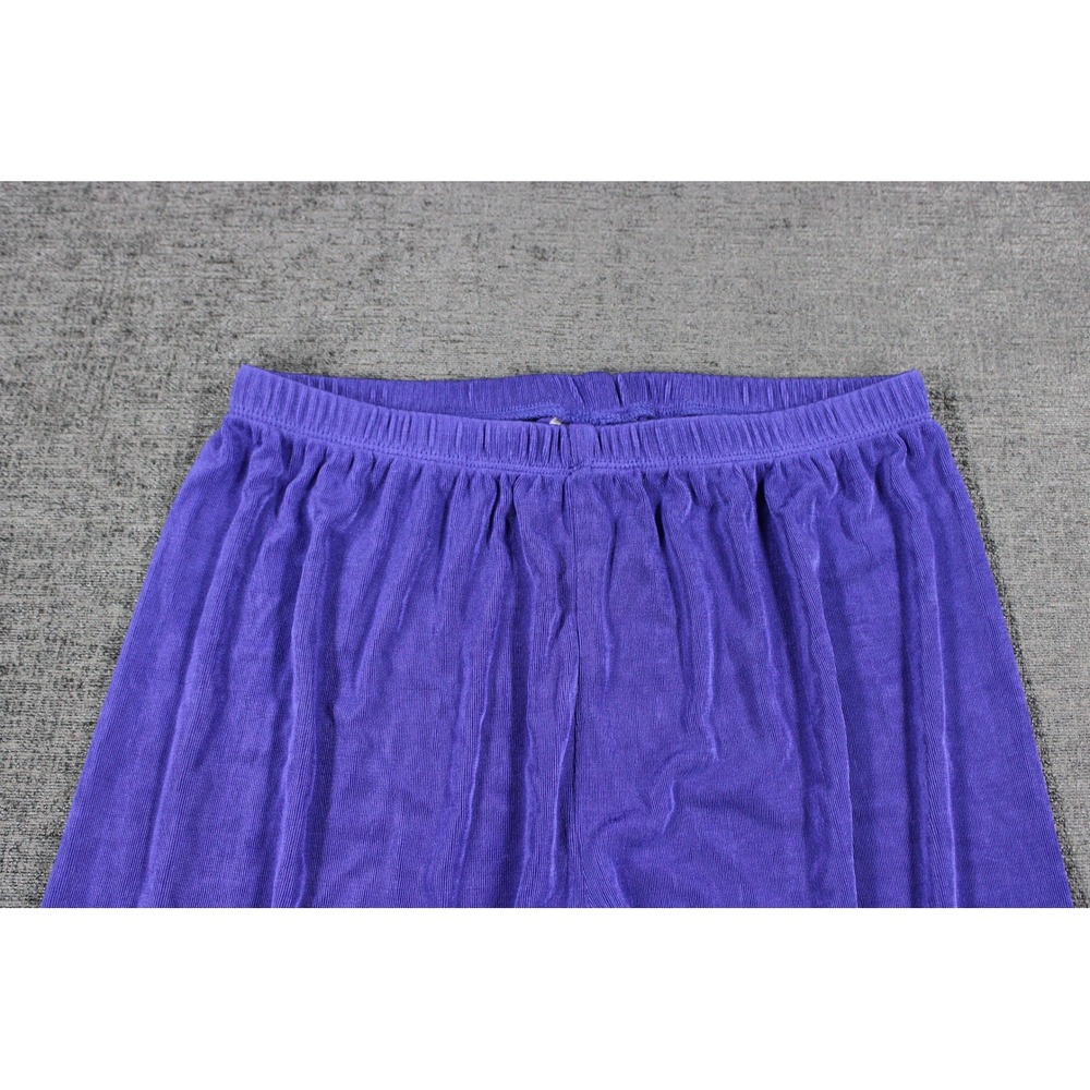 Chicos Travelers Purple Pull On Pants Elastic Waist Acetate Spandex Size 1 M